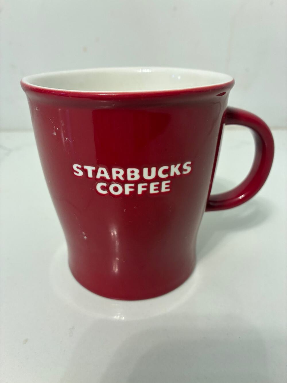 Starbucks Bone China Red Embossed Coffee Mug - 16oz
